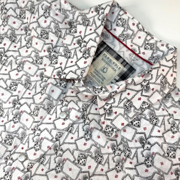Panhandle Other - Panhandle Rough Stock Mens Shirt Lg Dice Playing Cards Print Western‎ Pearl Snap